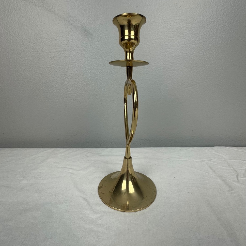 Hosley International Vintage Brass Heart Candlestick Holder 8in Made in India - Picture 3 of 8